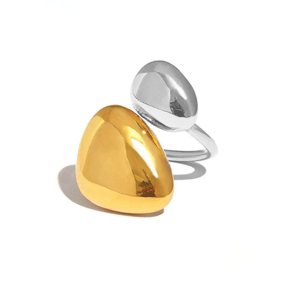 Inel reglabil din otel inoxidabil placat cu aur 18K si paladiu