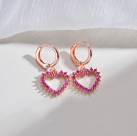 Cercei inima placati cu aur 14k si cristale zirconii