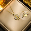 Colier placat cu aur 14k si pandantiv trifoi cu cristale zirconii