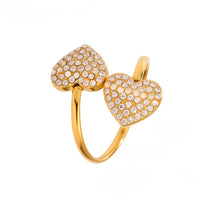 Inel ajustabil din otel inoxidabil placat cu aur 18K si cristale zirconii