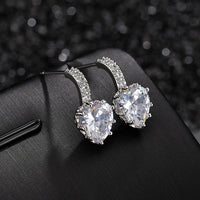 Cercei inima placati cu paladiu si cristale zirconii AAA