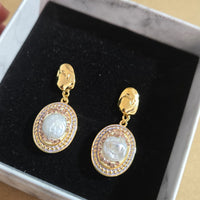 Cercei ovali din argint S925 si cristale incrustate