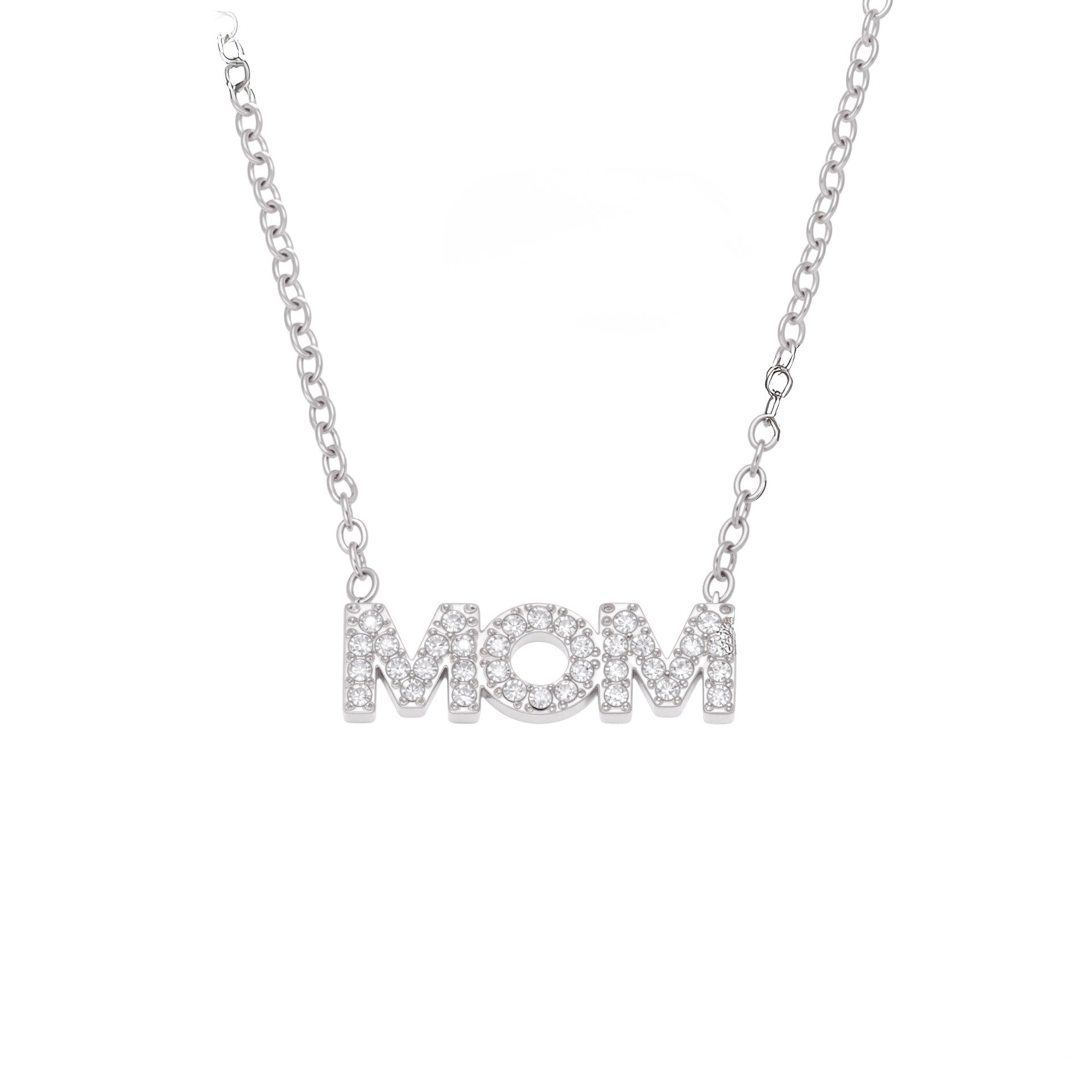 Colier placat cu aur 18K, cu pandantiv „MOM” decorat cu zirconii