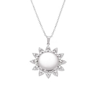 Colier placat cu aur 18K, pandantiv Soare cu detalii filigranate și cristale