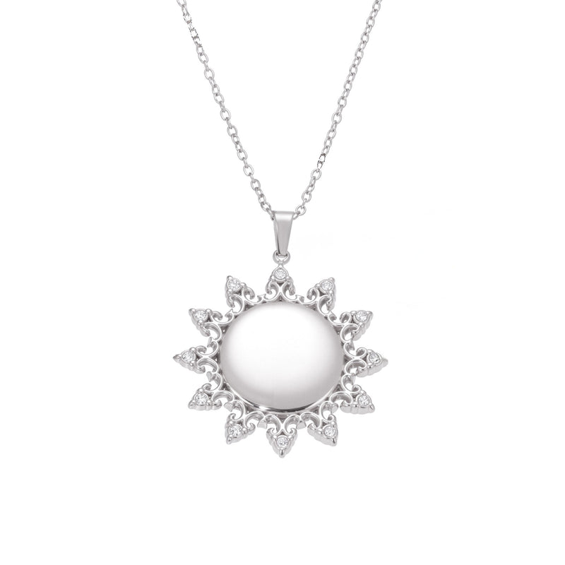 Colier placat cu aur 18K, pandantiv Soare cu detalii filigranate și cristale