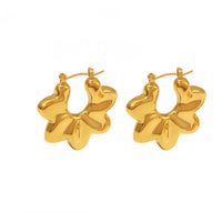 Cercei florali din otel inoxidabil placati cu aur 18K