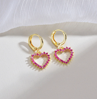 Cercei inima placati cu aur 14k si cristale zirconii