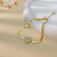 Brățară "Golden Heart"  din otel inoxidabil cu zirconii