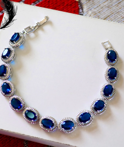 Bratara placata cu paladiu, cu zirconii si inchidere fixa