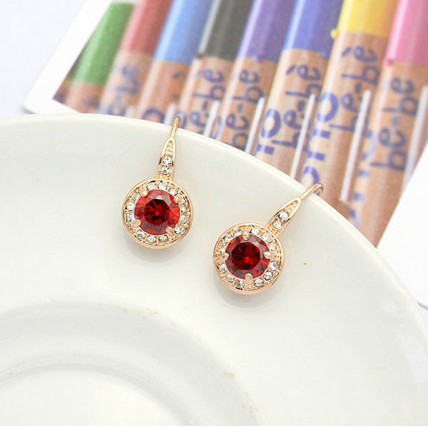 Cercei placati cu aur 14k cu cristale zirconii si ace de argint 925