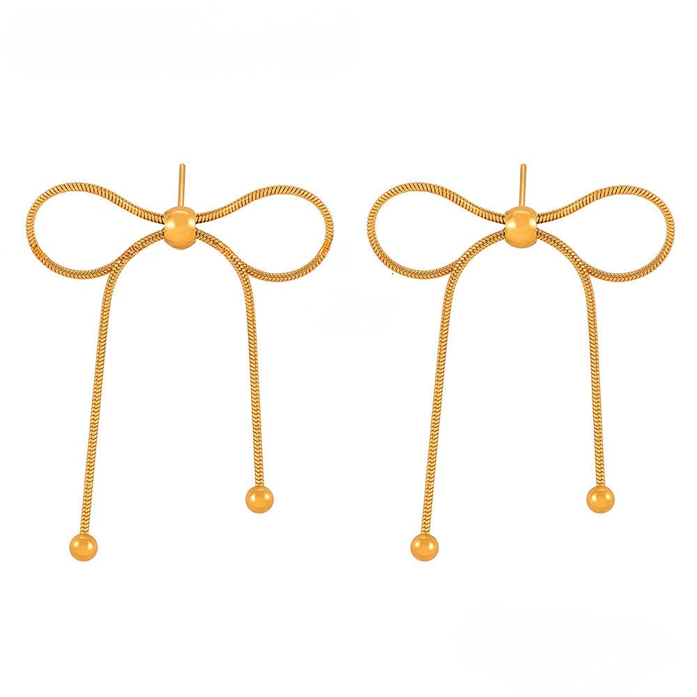 Cercei din oțel inoxidabil cu fundă placata cu aur 18K