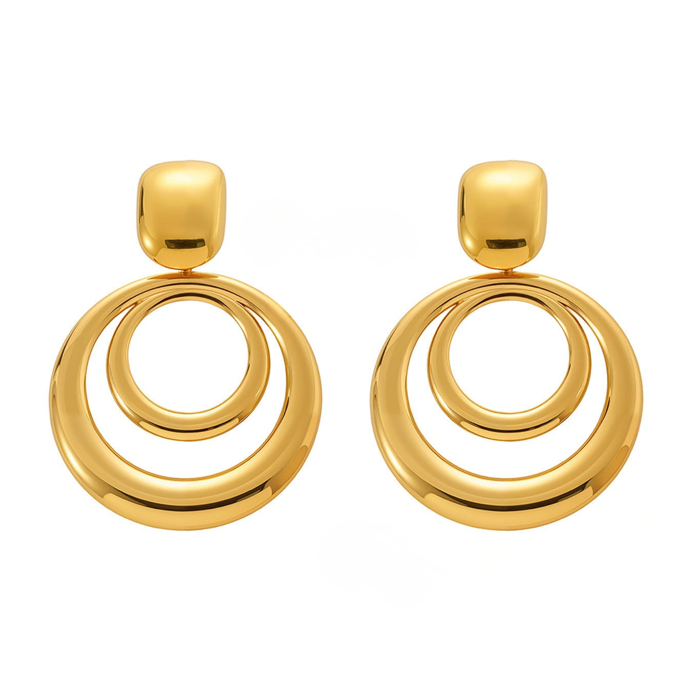Cercei cu cercuri din oțel inoxidabil placați cu aur 18K