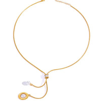 Choker cu inchidere reglabila din otel inoxidabil placat cu aur 18k
