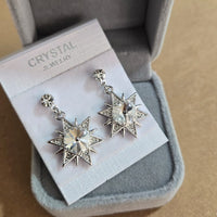 Cercei stea placati cu paladiu si cristale zirconii