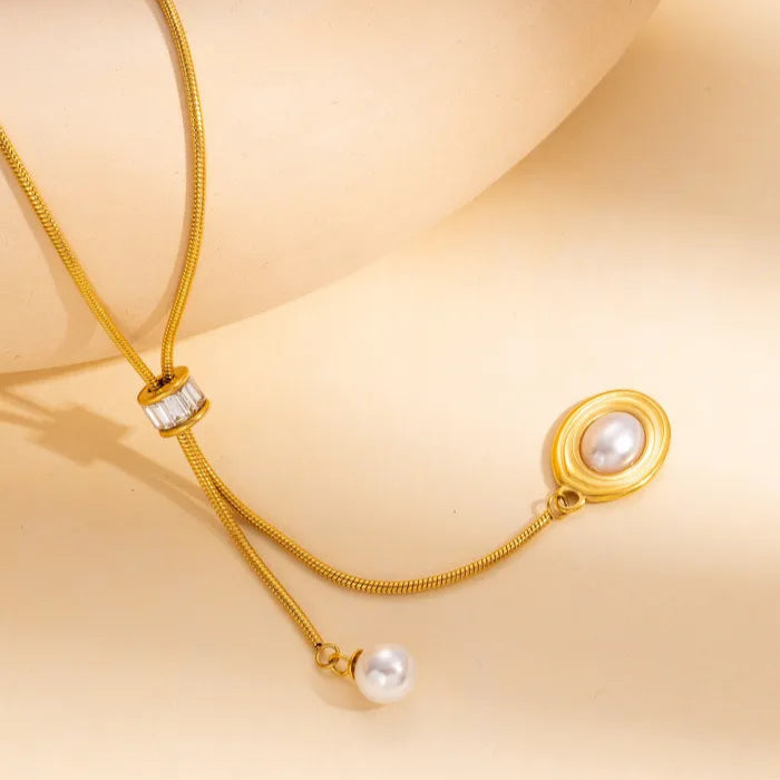Choker cu inchidere reglabila din otel inoxidabil placat cu aur 18k