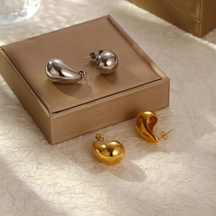 Cercei în formă de picătură din otel inoxidabil placat cu aur 14k