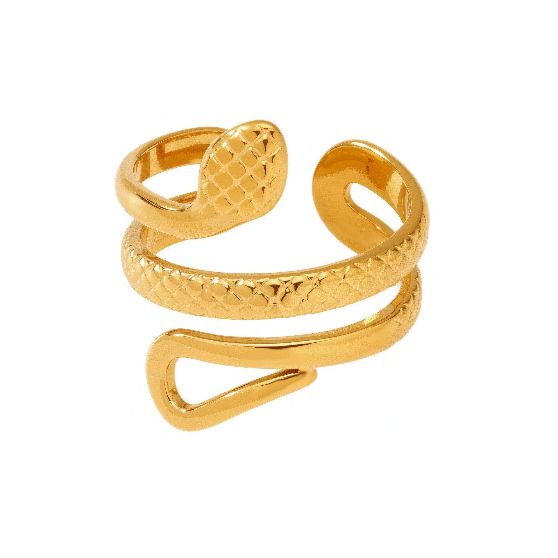 Inel in forma de sarpe din otel inoxidabil placat cu aur 18K