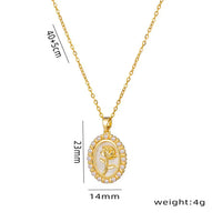 Colier din titan cu pandantiv oval si placare cu aur 14k