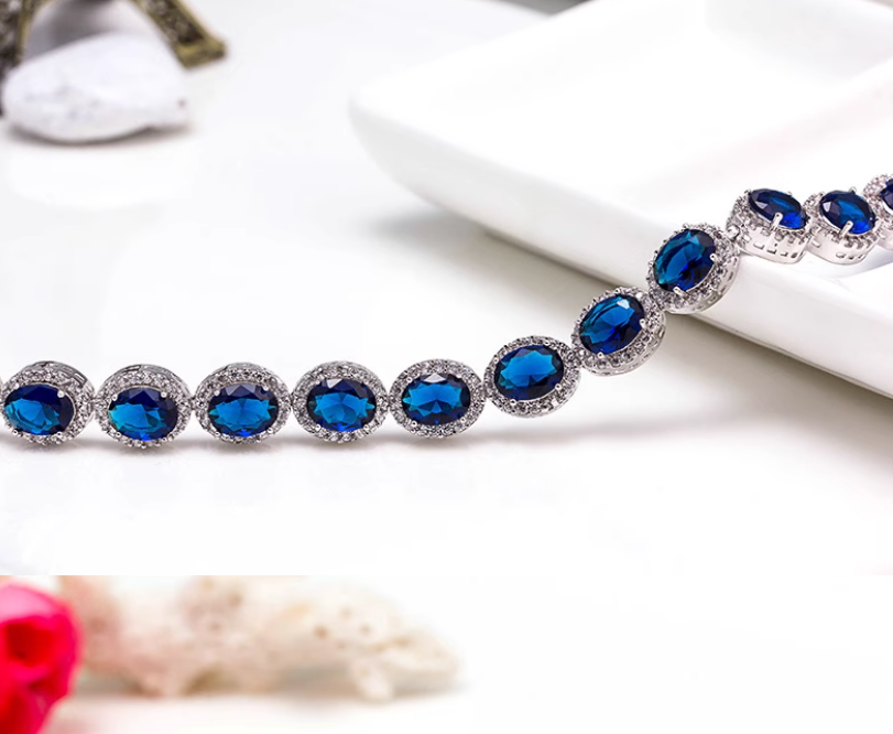 Bratara placata cu paladiu, cu zirconii si inchidere fixa