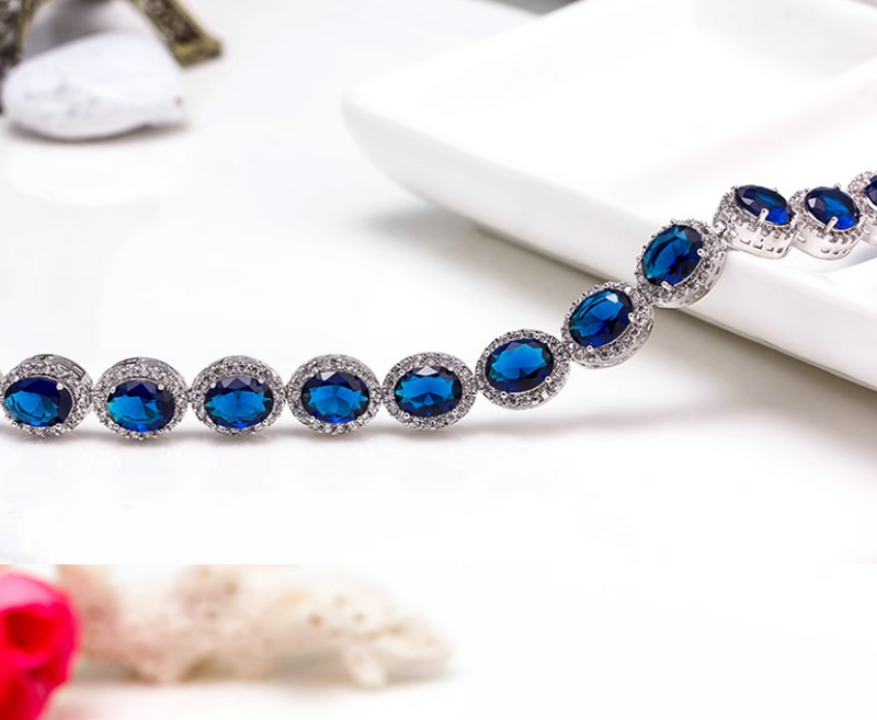 Bratara placata cu paladiu, cu zirconii si inchidere fixa