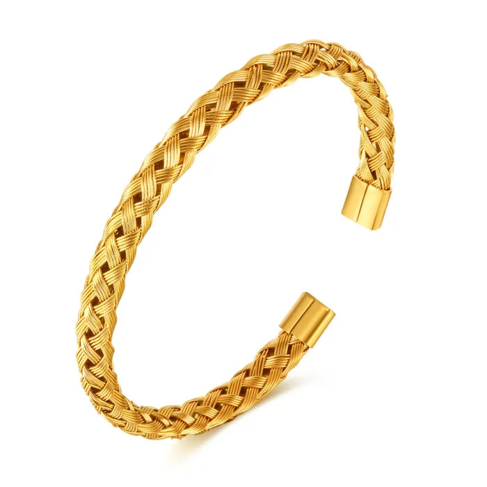 Brățară ajustabilă cu Țesătură Răsucită placata cu aur 14k
