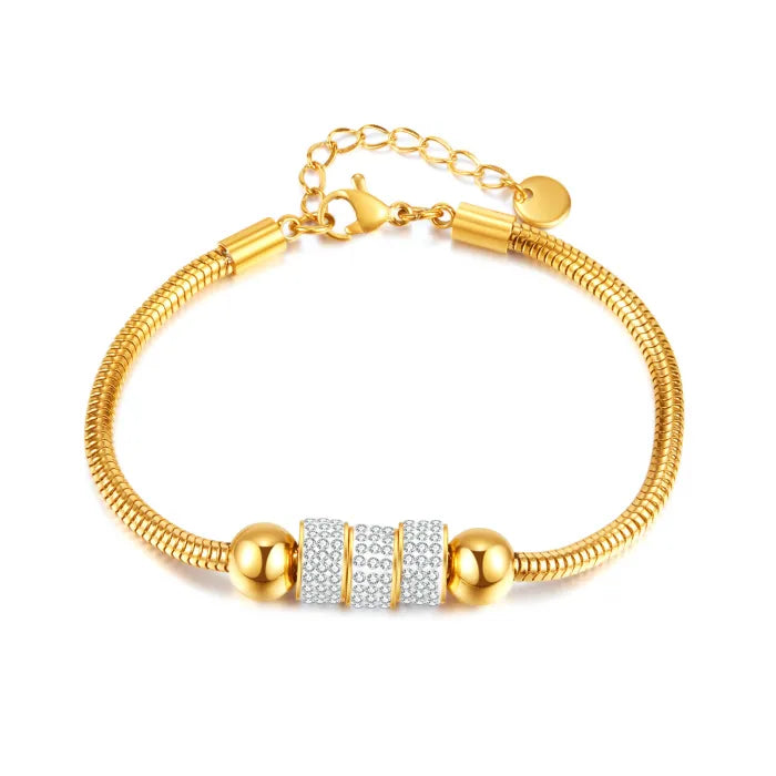 Bratara „Snake Bones” din otel inoxidabil placat cu aur 14k
