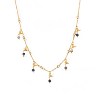 Colier din oțel inoxidabil cu cristale și charmuri miniaturale