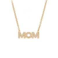 Colier placat cu aur 18K, cu pandantiv „MOM” decorat cu zirconii