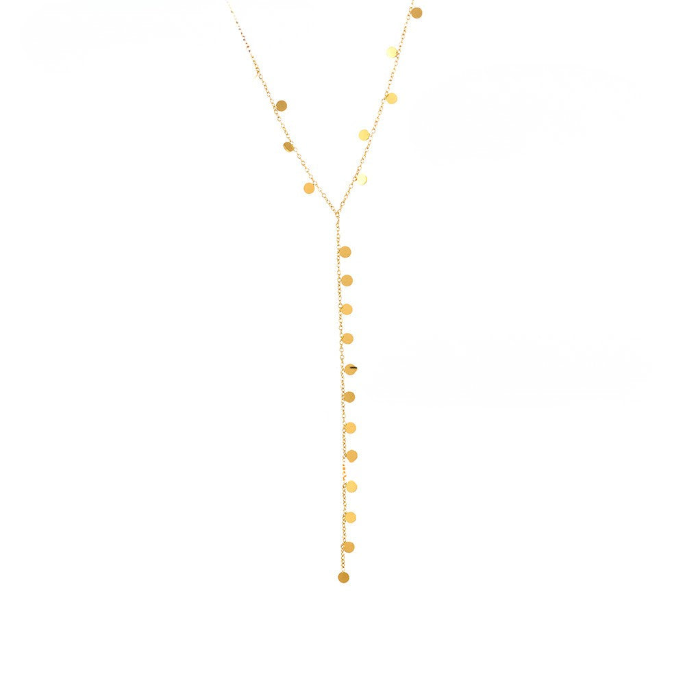 Colier cu banuti din oțel inoxidabil placat cu aur 18K