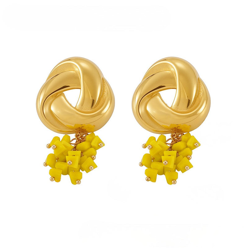 Cercei triunghiulari din oțel inoxidabil placați cu aur 18K si pandantive