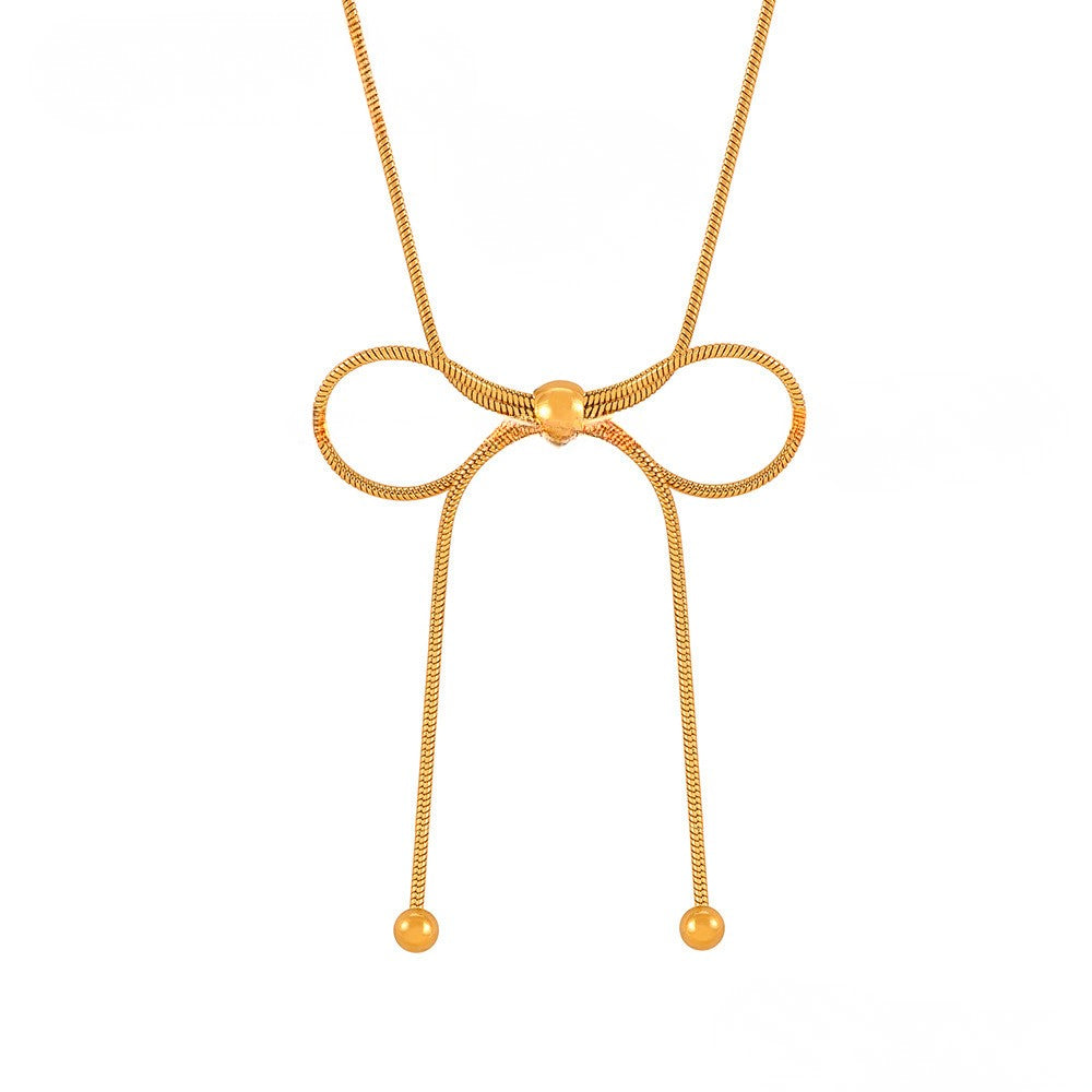 Colier din oțel inoxidabil cu fundă placată cu aur 18K