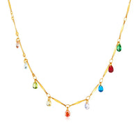 Colier din otel inoxidabil placat cu aur 18K cu zirconii colorate
