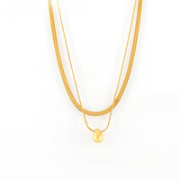 Colier din otel inoxidabil cu dublu strat placat cu aur 18k