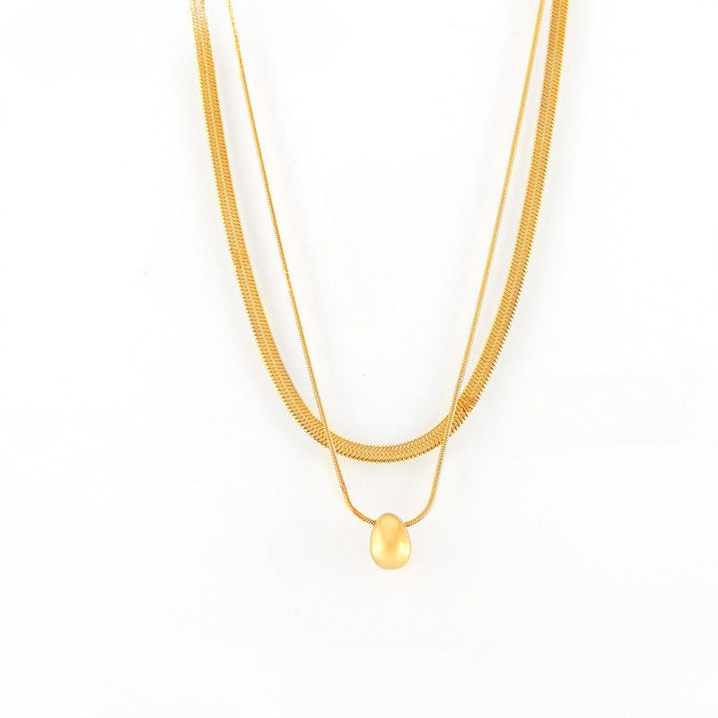 Colier din otel inoxidabil cu dublu strat placat cu aur 18k