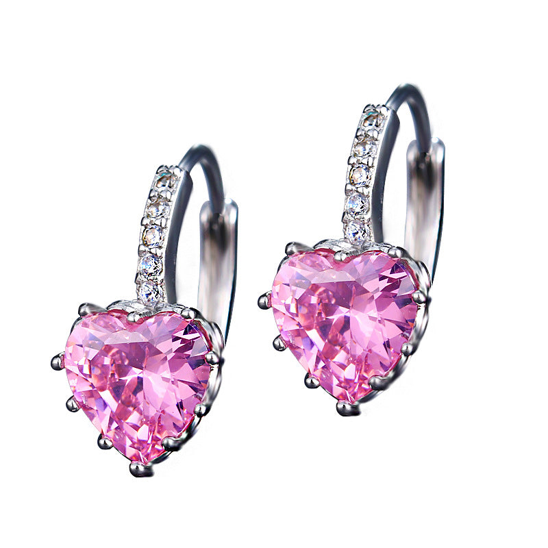 Cercei inima placati cu paladiu si cristale zirconii