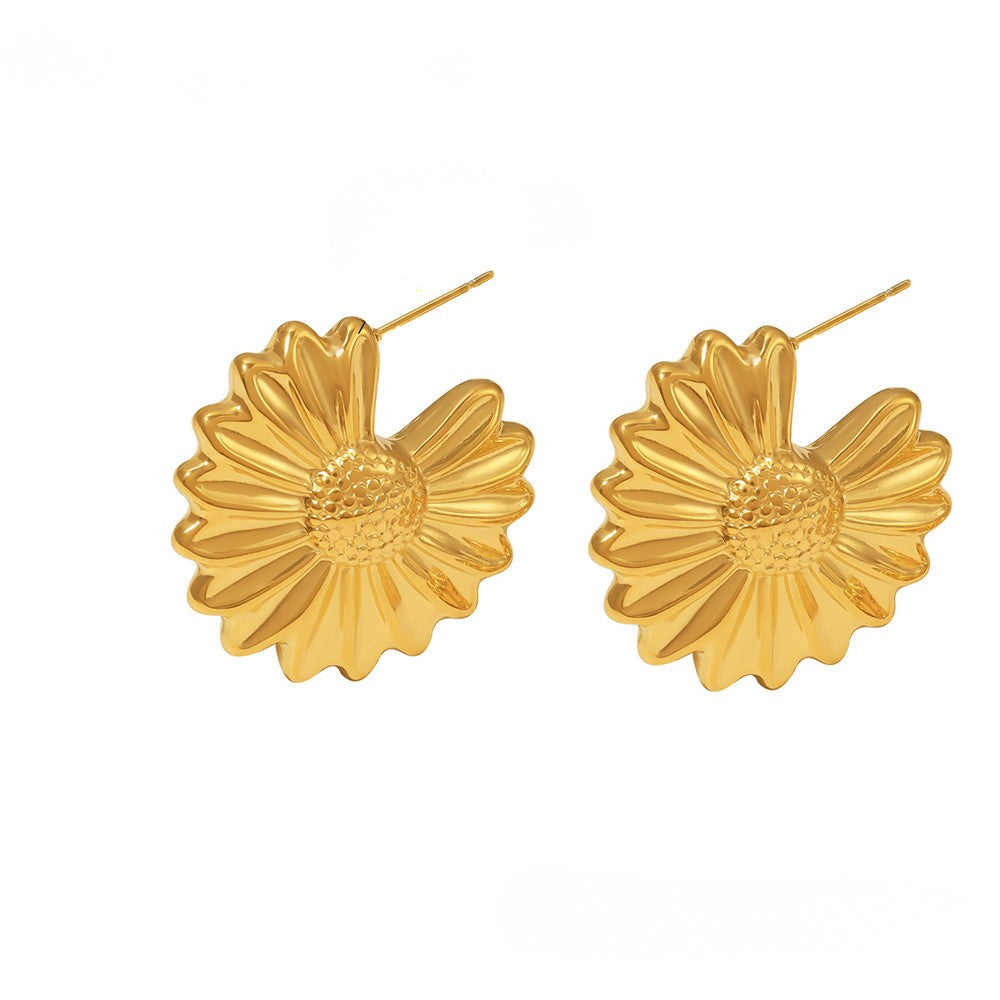 Cercei din otel inoxidabil placat cu aur 18K in forma de papadie