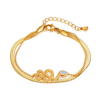 Brățară "Golden Serpent" din otel inoxidabil cu zirconii incrustate