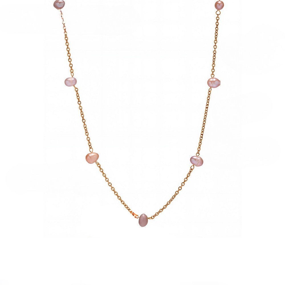 Colier din otel inoxidabil cu perle de apa dulce