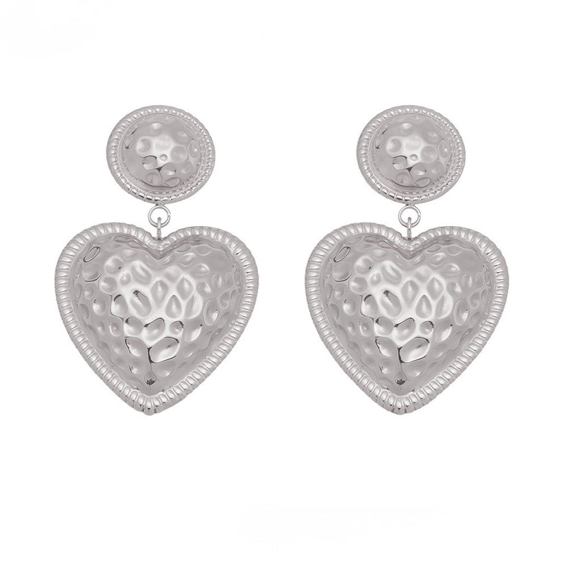 Cercei din oțel inoxidabil placat cu aur 18K cu inimi texturate