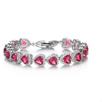 Bratara placata cu paladiu, cu zirconii inima si inchidere fixa