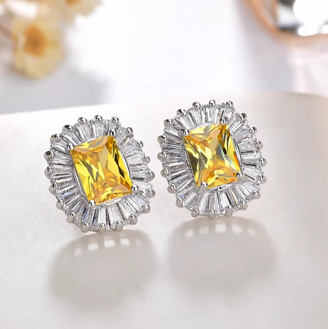 Cercei din otel inoxidabil cu ace din argint S925 si cristale zirconii