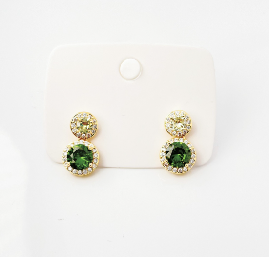 Cercei placati cu aur 14 k cu ace din argint 925 si cristale zirconii AAA