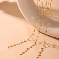 Colier cu banuti din oțel inoxidabil placat cu aur 18K