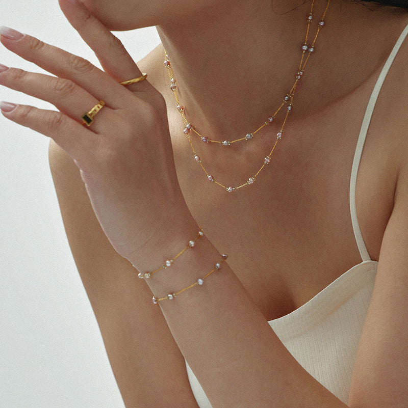 Colier din otel inoxidabil cu perle de cultura