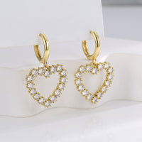 Cercei inima placati cu aur 14k si cristale zirconii