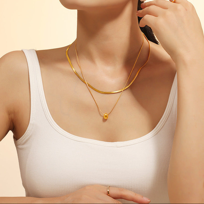 Colier din otel inoxidabil cu dublu strat placat cu aur 18k