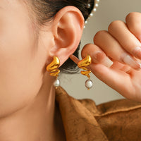 Cercei din otel inoxidabil in forma de spirala din aur 18K