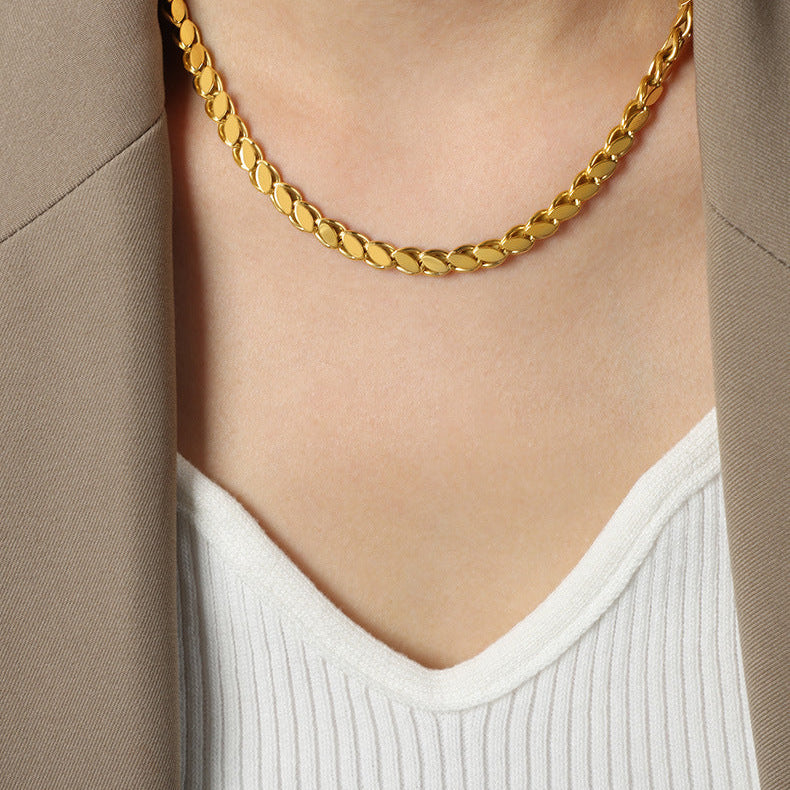 Colier din otel inoxidabil placat cu aur 18K