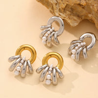 Cercei cu multistrat din oțel inoxidabil placat cu aur 18k