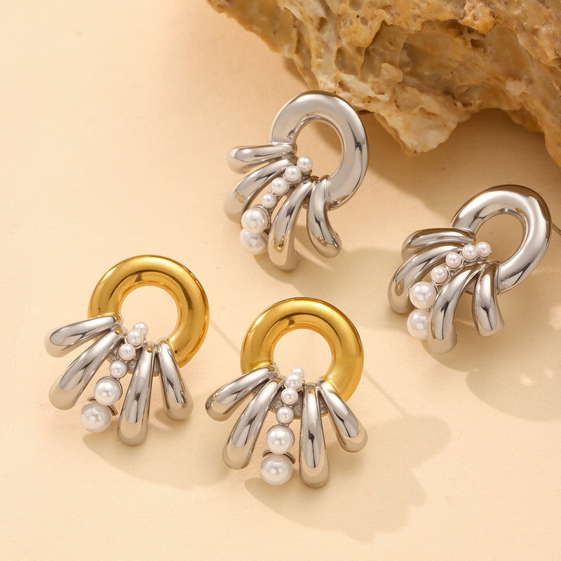 Cercei cu multistrat din oțel inoxidabil placat cu aur 18k